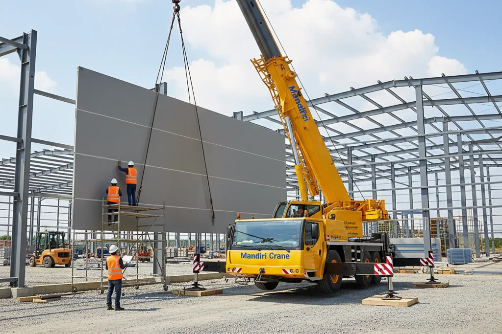 Pemasangan Panel Menggunakan Crane