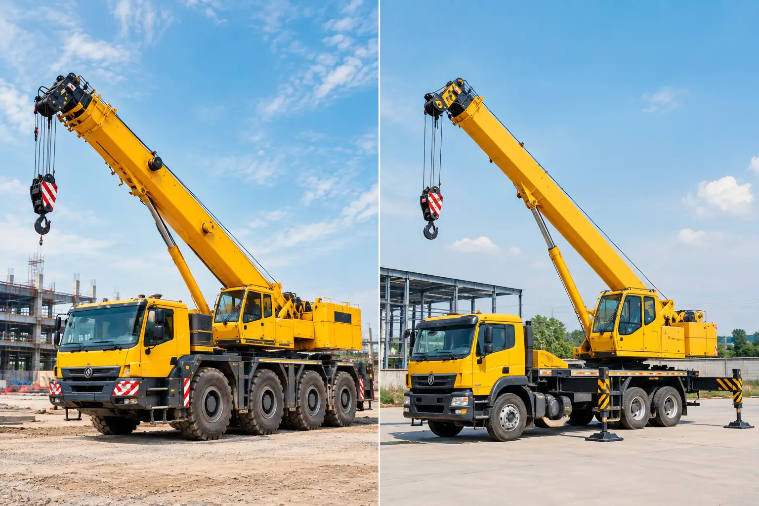 Perbedaan All Terrain Crane dan Truck Crane, Mana yang Lebih Cocok untuk Proyek Anda?